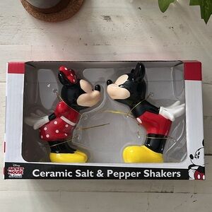 NEW Disney Mickey and Minnie Ceramic Salt & Pepper Shakers - Black, Red, Yellow